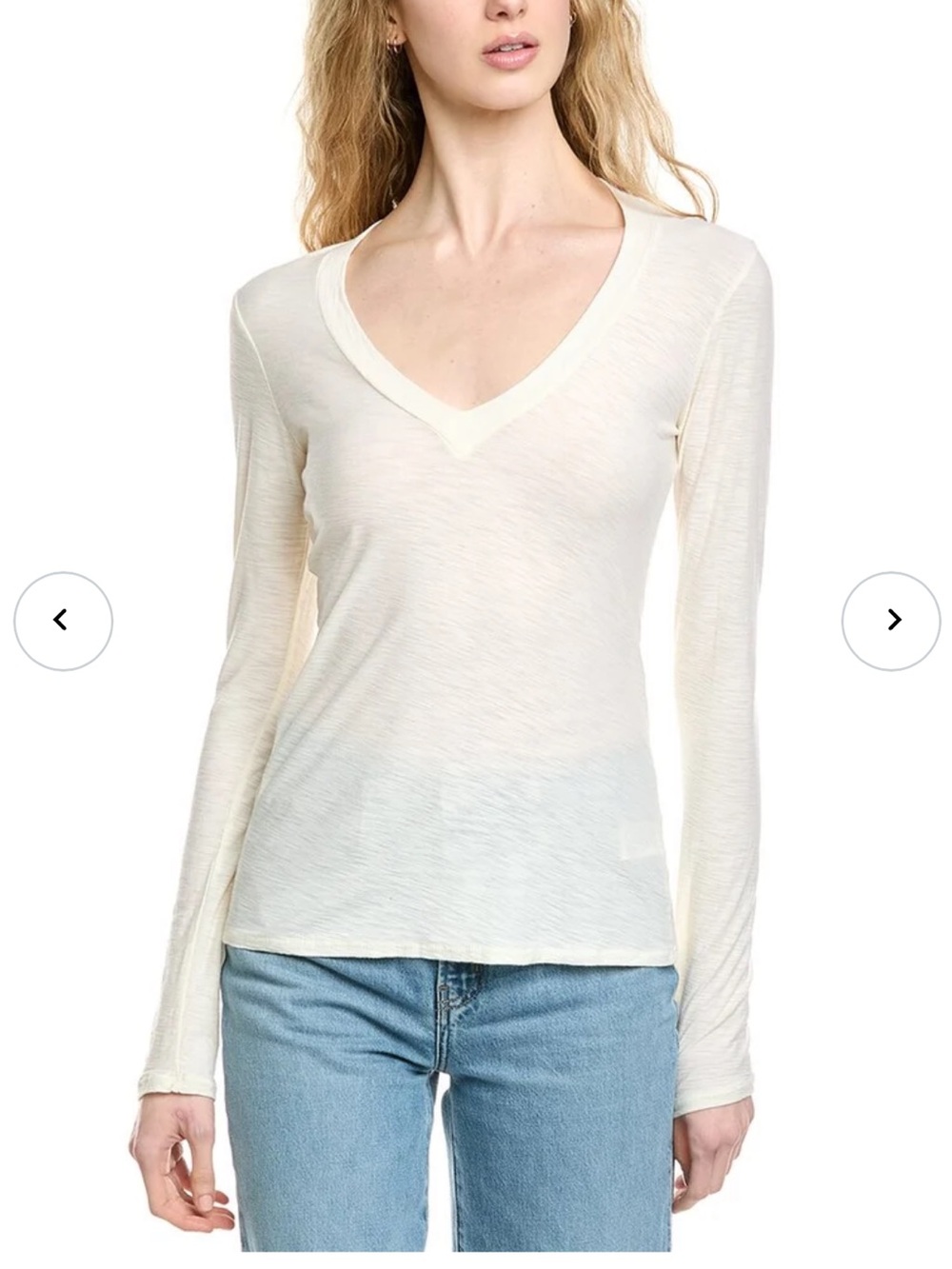 New! JAMES PERSE ‘Sheer Slub Long Sleeve V Neck Tee